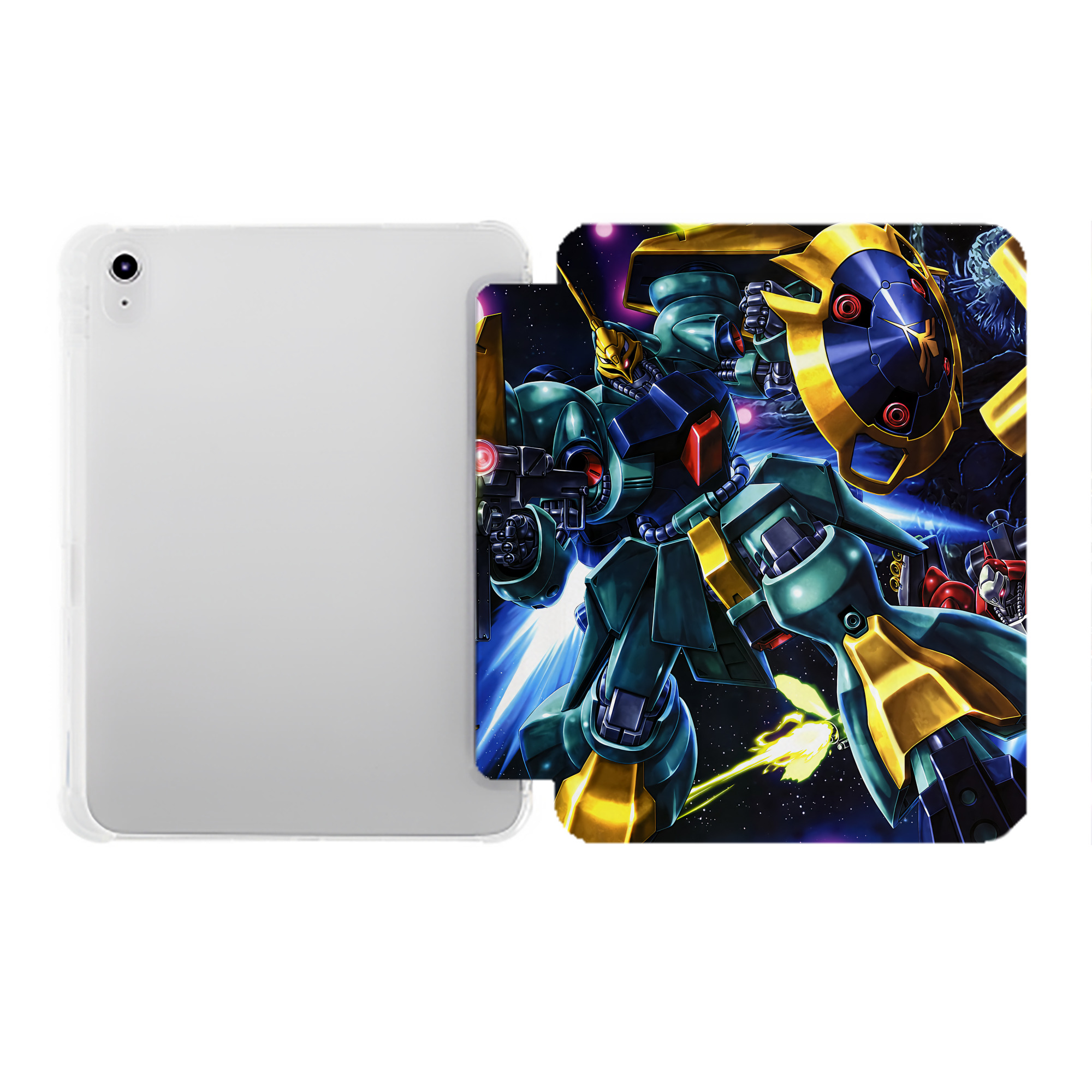 （画像用） 機動戦士ガンダム Mobile Suit Gundam IPad ケース ペン収納付き 三つ折りスタンド PUレザー×シリコン 対応機種9.5/10.5/10.9インチ